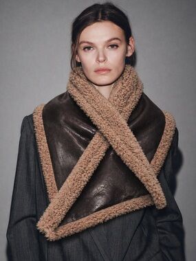 Zara Double Faced Faux Sheepskin Shearling Scarf